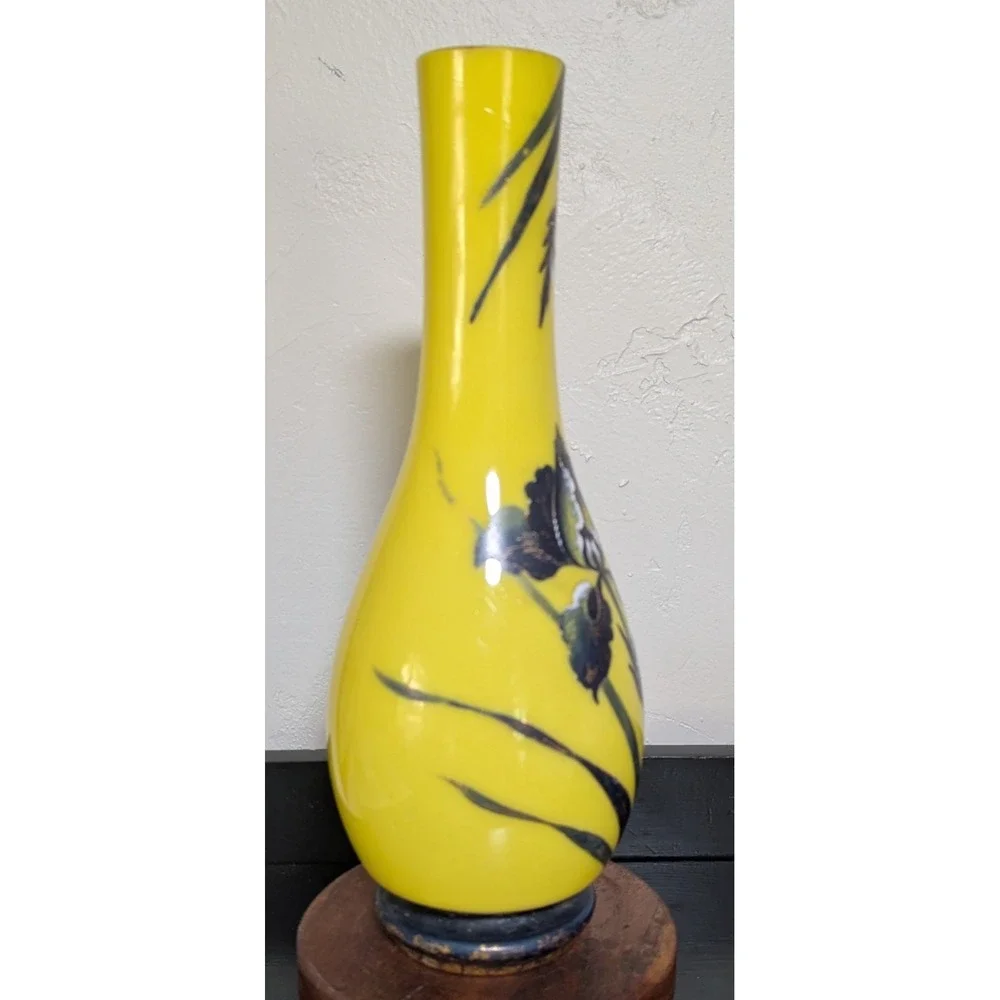 Antique Emile Galle-Style Handblown Hand Painted Decorative Vase 14‎ 1/2